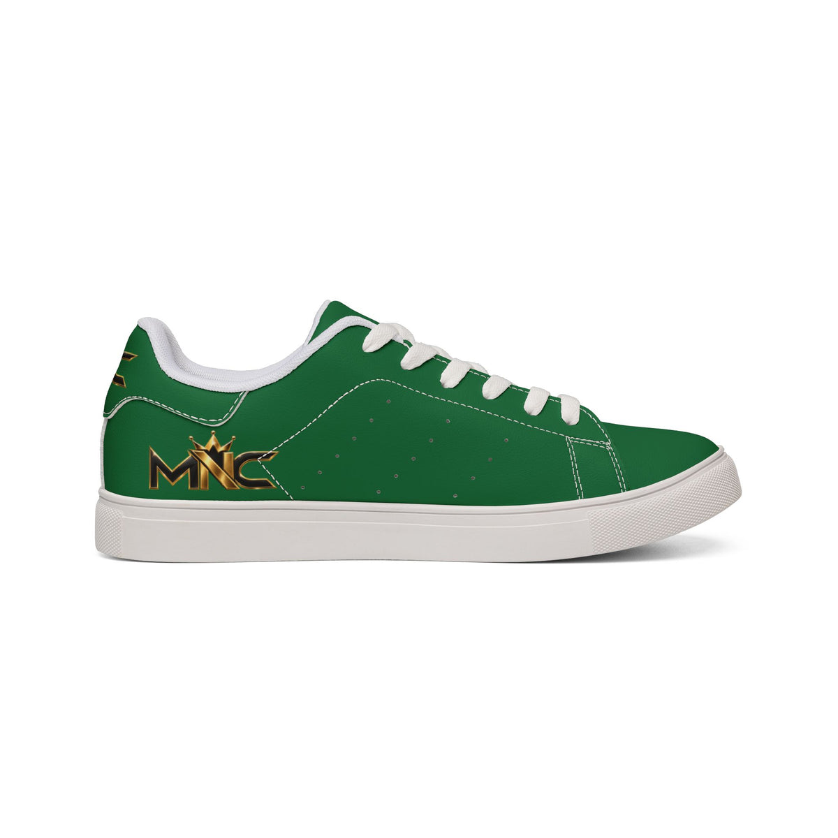 Leather Low-Top Sneakers — Green Casual Men's Tennis Shoes