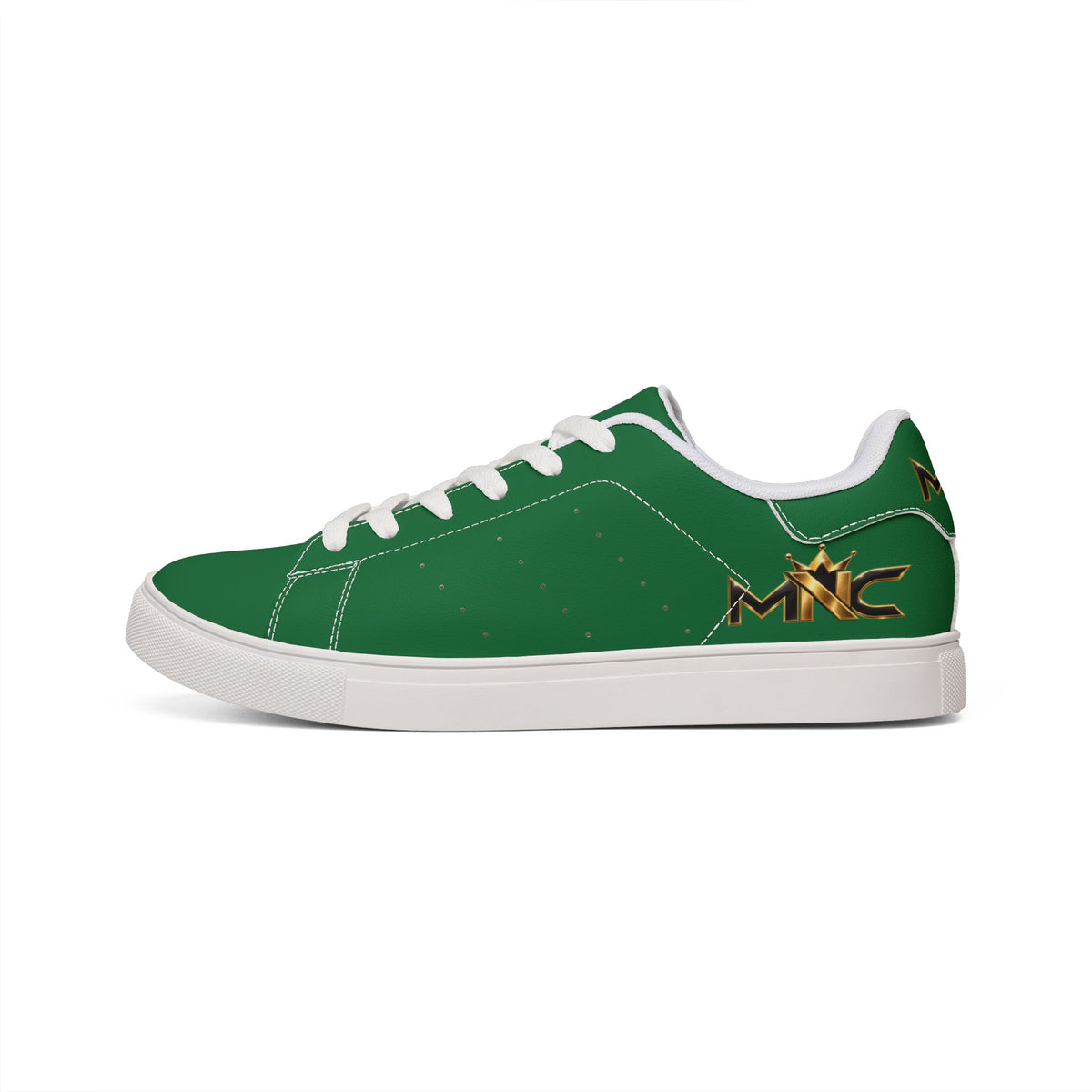 Leather Low-Top Sneakers — Green Casual Men's Tennis Shoes