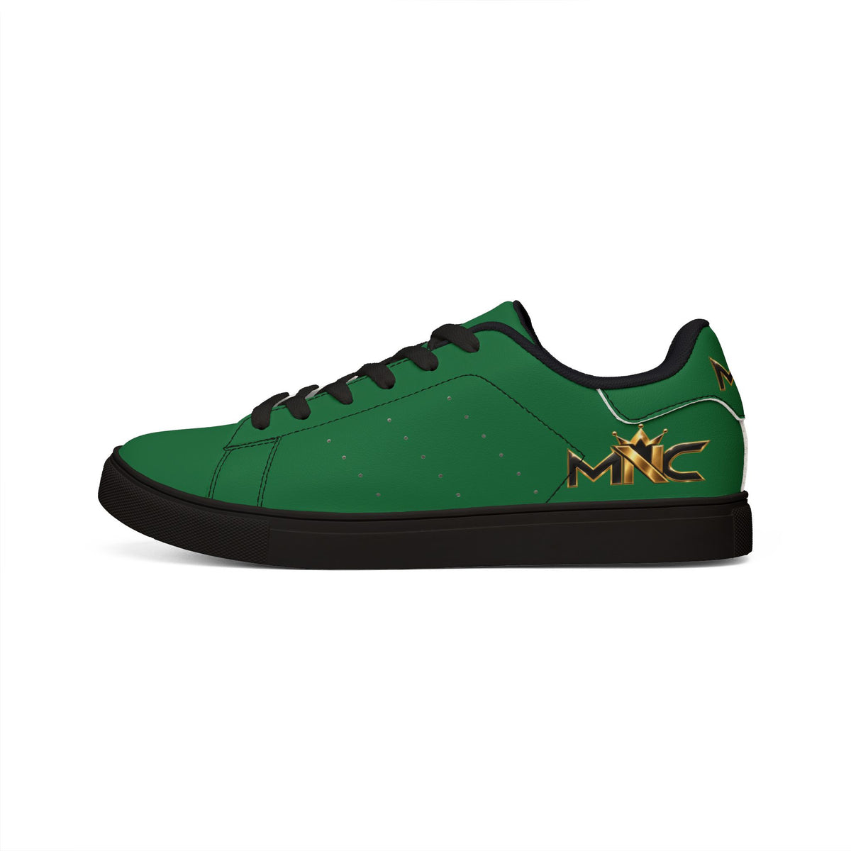 Leather Low-Top Sneakers — Green Casual Men's Tennis Shoes