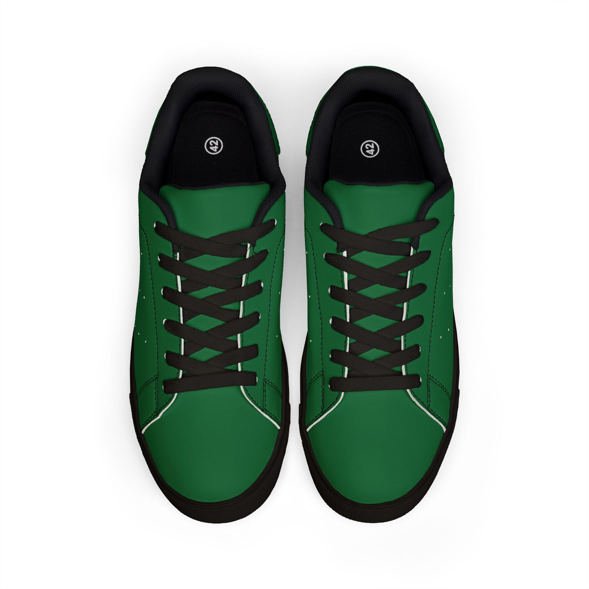 Leather Low-Top Sneakers — Green Casual Men's Tennis Shoes
