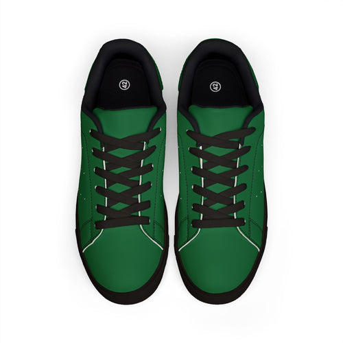 Leather Low-Top Sneakers — Green Casual Men's Tennis Shoes