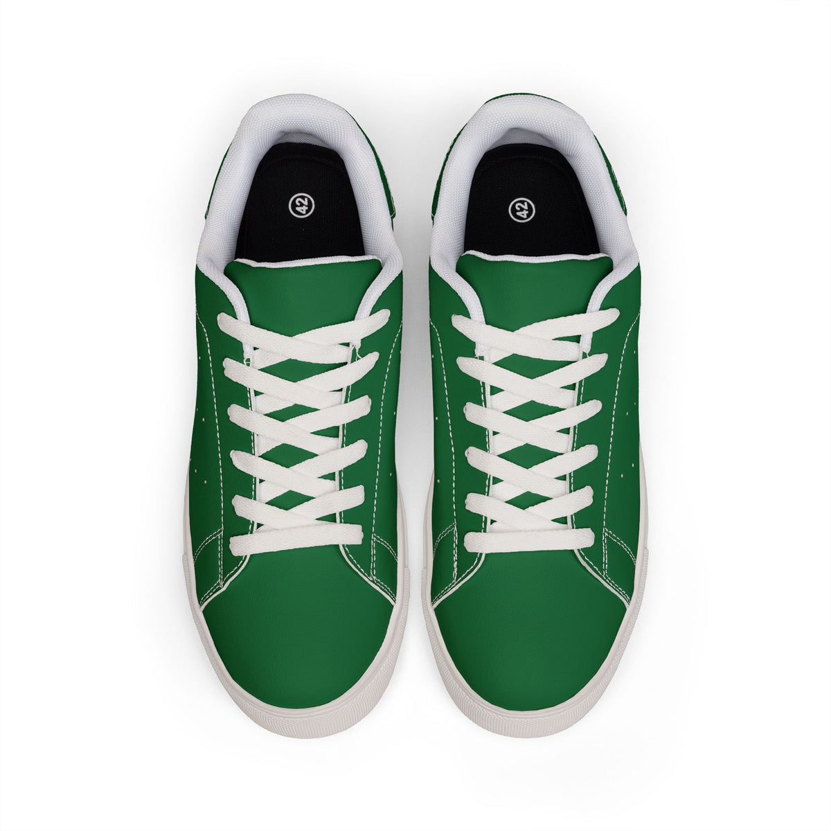 Leather Low-Top Sneakers — Green Casual Men's Tennis Shoes